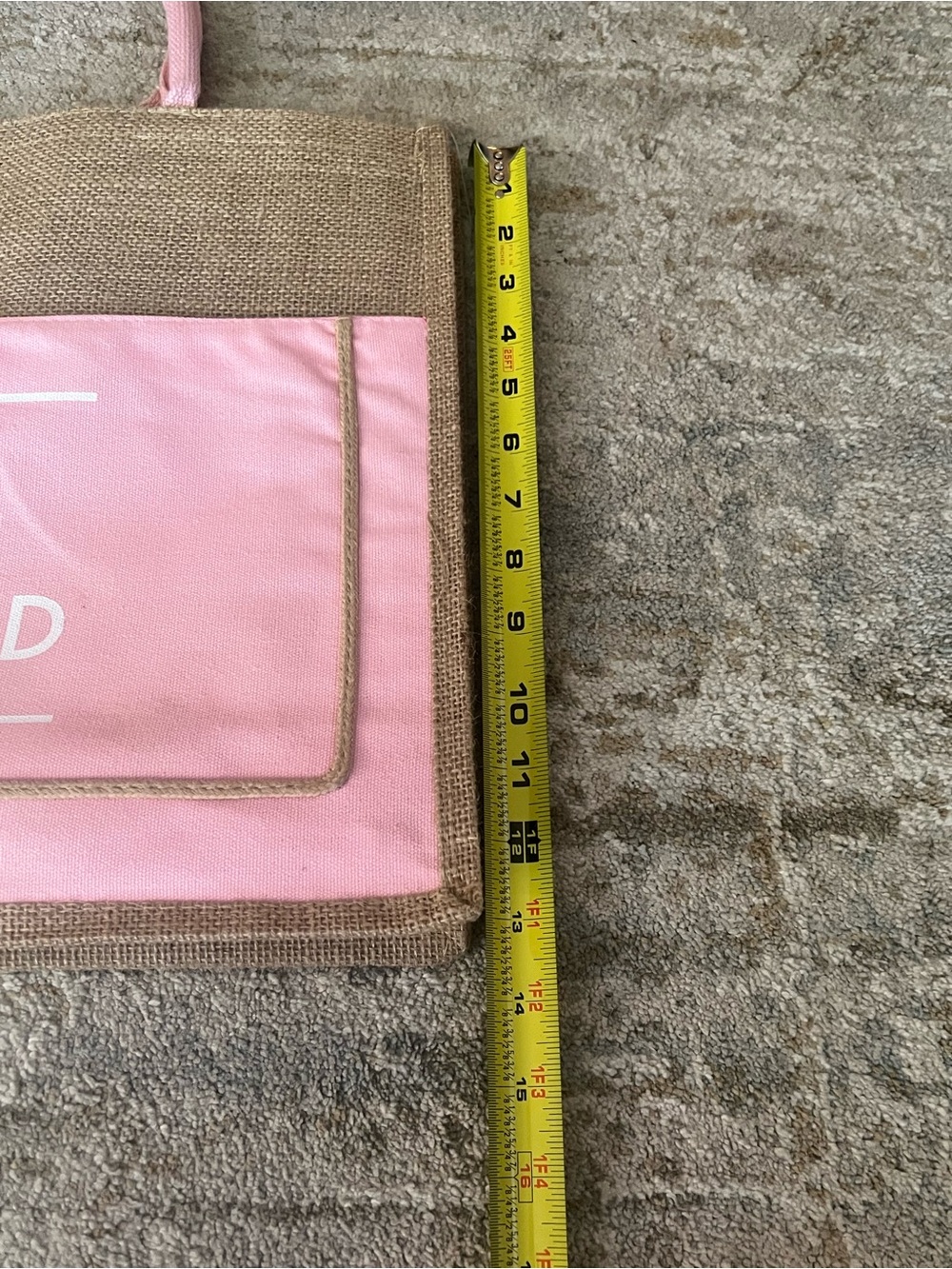 Natural Jute Tote with Pink Handles- Hello Weekend - Picture 6 of 6